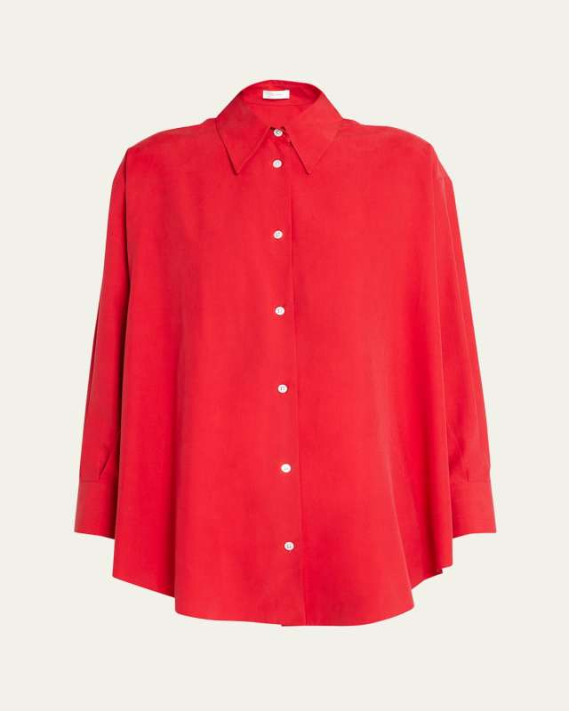 Andra Silk Button-Front Shirt